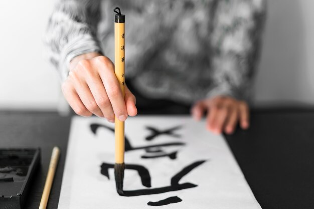 Letras japonesas con pintura