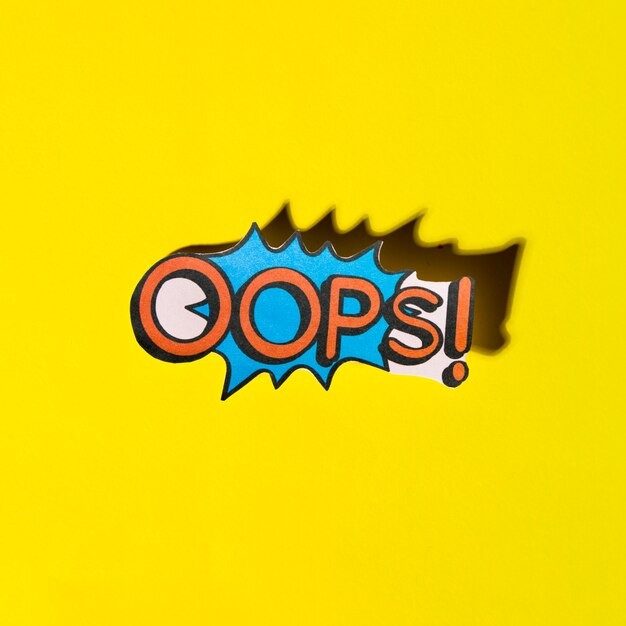 Letras oops efectos de sonido de texto cómico sobre fondo amarillo