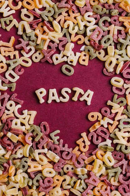 Letras de pasta con palabra pasta