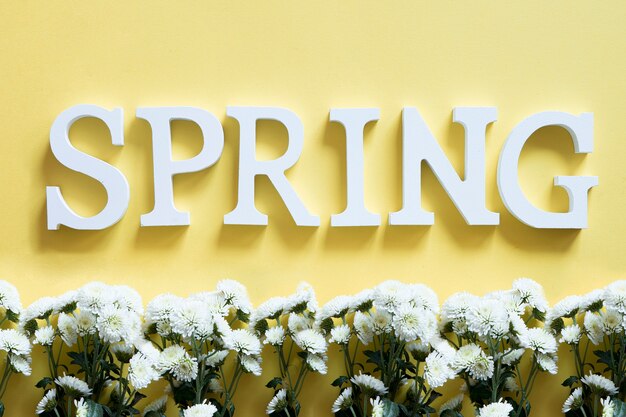 Letras que ponen spring con flores silvestres