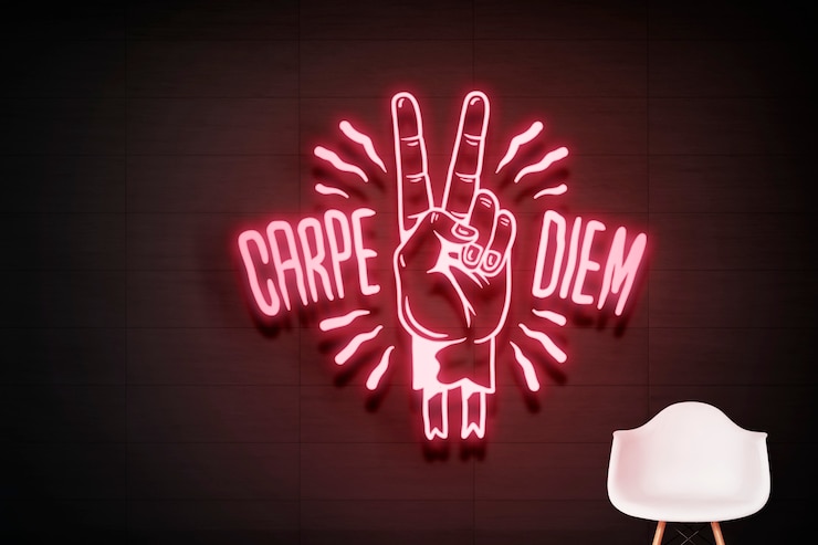 Foto gratuito letrero de neón carpe diem