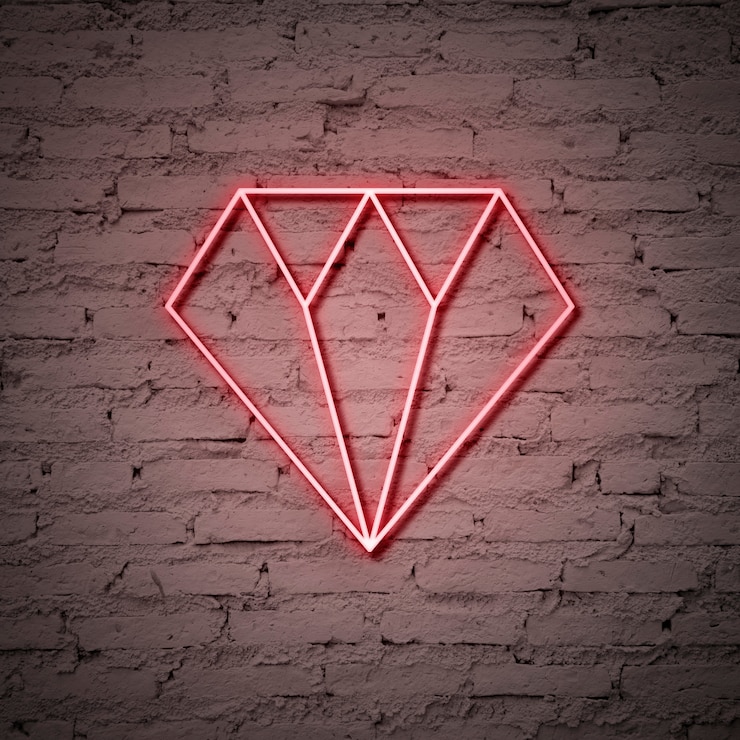 Foto gratuito letrero de neón de diamante
