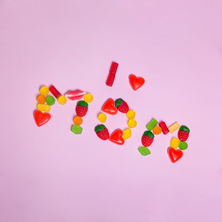 Foto gratuito lettering para el día de la madre hecho con gominolas