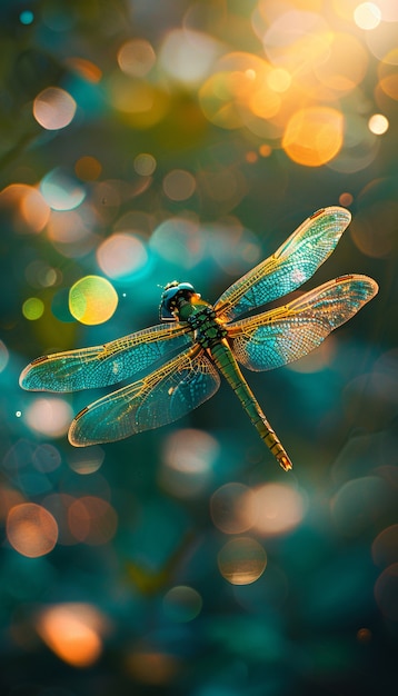 Foto gratuita libélula brillante con sombras de neón