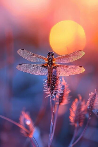 Libélula fotorrealista en la naturaleza