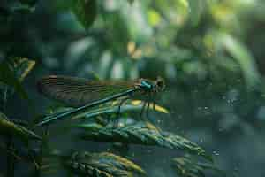 Foto gratuita libélula fotorrealista en la naturaleza