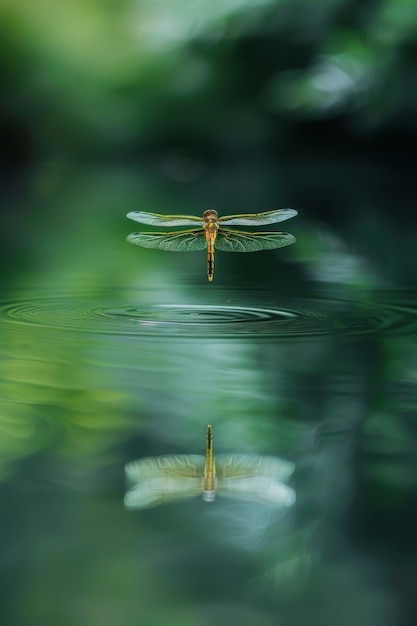 Libélula fotorrealista en la naturaleza