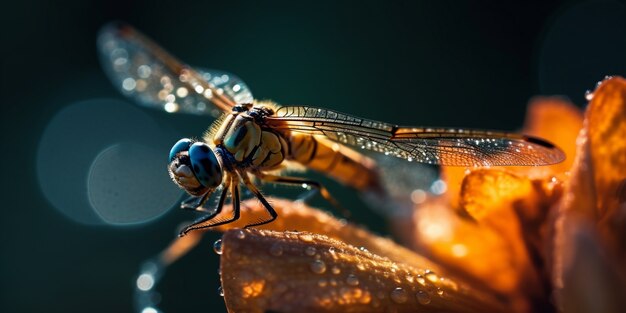 Libélula realista en la naturaleza