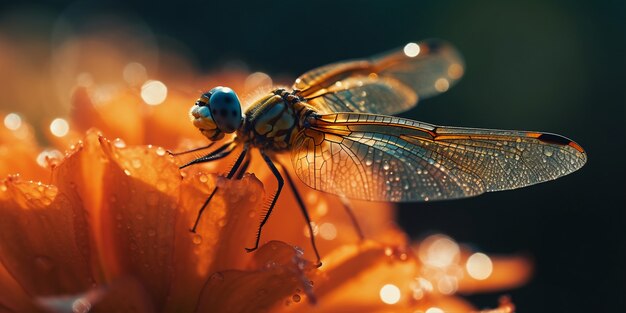 Libélula realista en la naturaleza