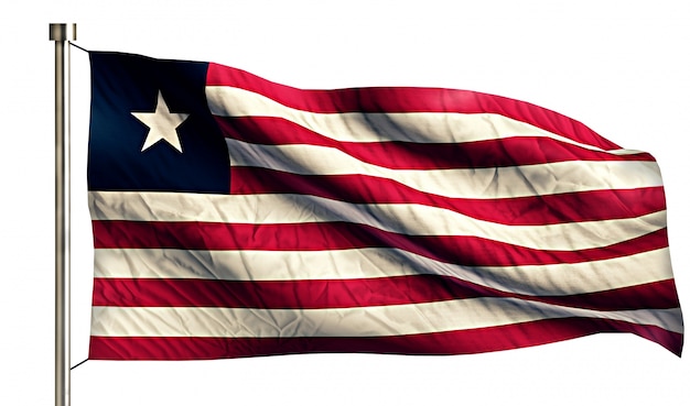 Liberia Bandera Nacional aislado 3D Fondo blanco