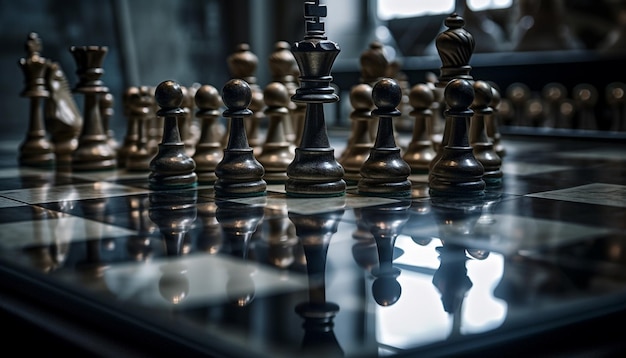 Foto gratuita el liderazgo del rey se refleja en la estrategia de ajedrez victoriosa generada por la ia