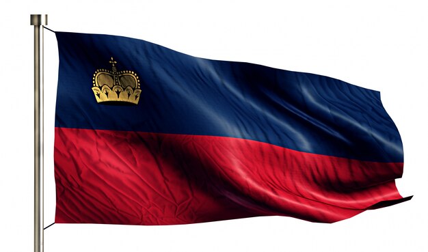Liechtenstein Bandera Nacional aislado 3D Fondo blanco