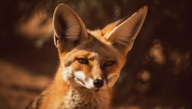 Foto gratuita linda cara de zorro rojo en un desierto natural generado por ia