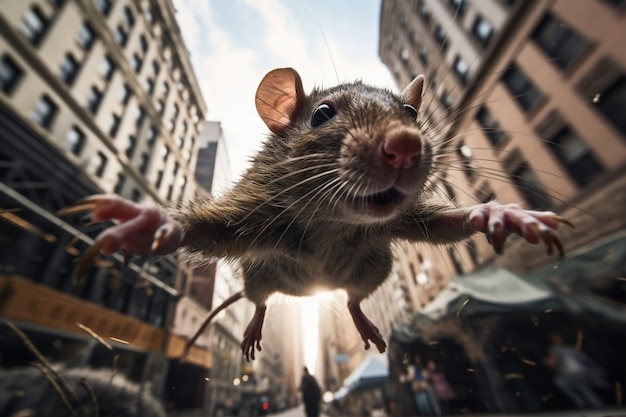 Foto gratuita linda rata en la ciudad