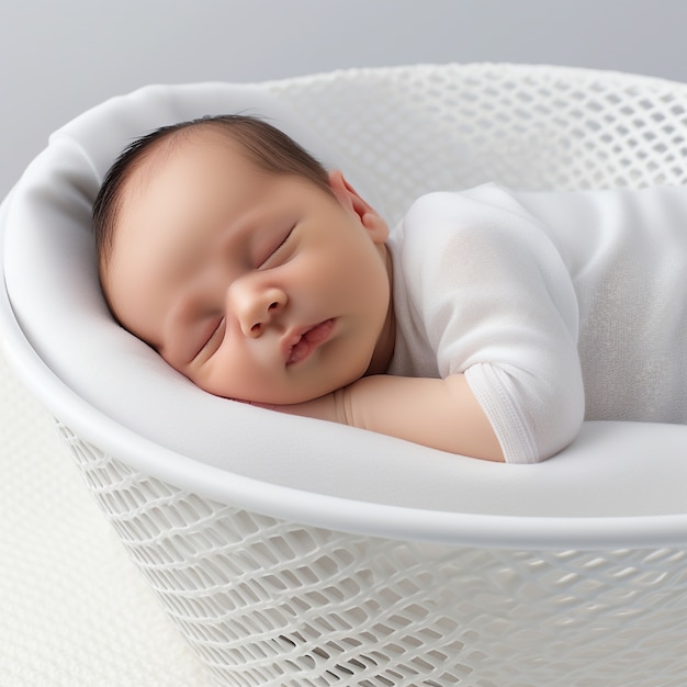 Foto gratuita lindo bebé durmiendo en el interior