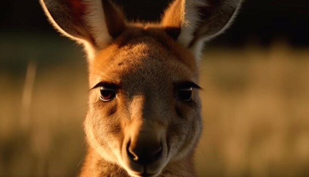 Lindo burro mirando a la cámara en el pasto generado por IA