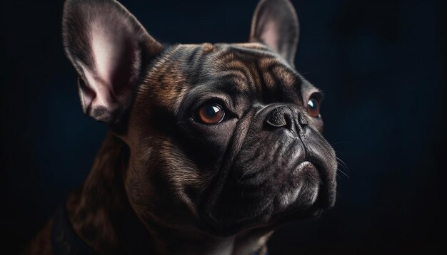 Lindo cachorro de bulldog francés mirando la cámara generada por AI