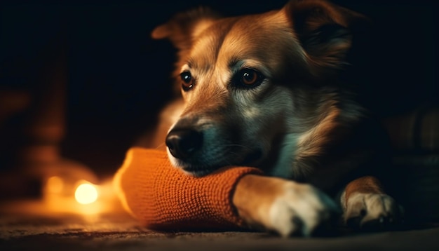 Foto gratuita lindo cachorro de pura raza sentado mirando la cámara generada por ai