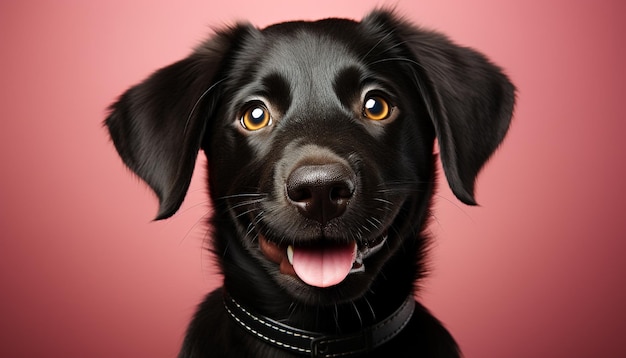 Foto gratuita lindo cachorro sentado mirando a la cámara fondo negro generado por inteligencia artificial