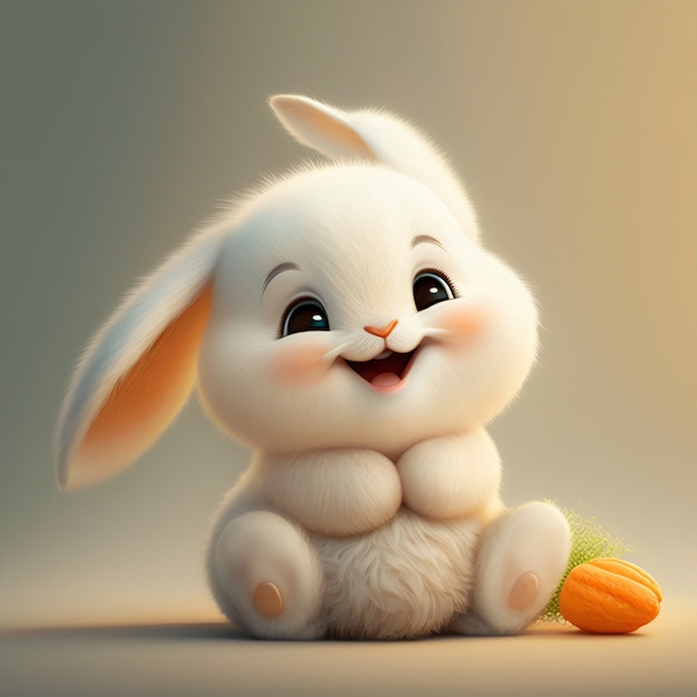 Un lindo conejo de dibujos animados generado por AI