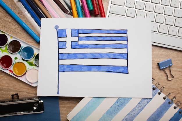 Lindo dibujo de la bandera de Grecia