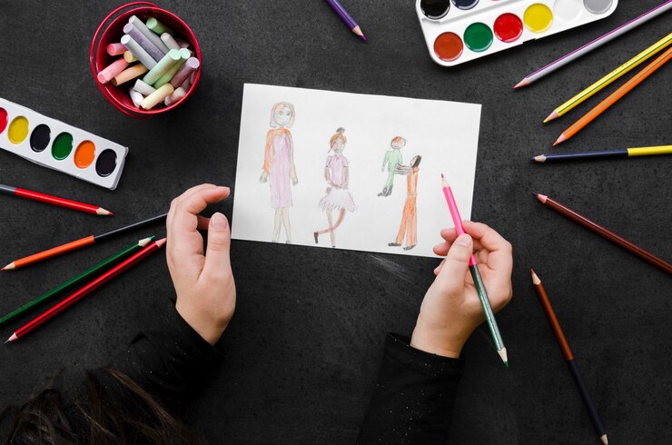 Foto gratuito lindo dibujo del concepto de familia