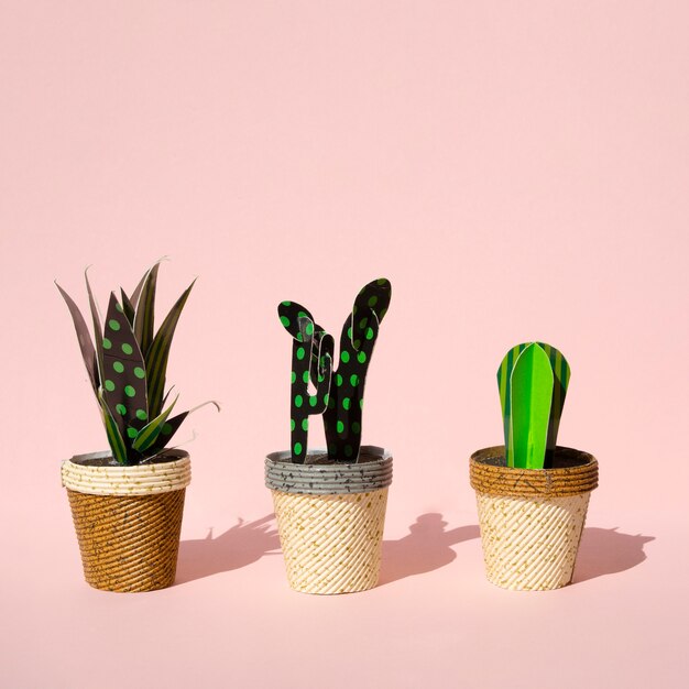 Lindo estilo de corte de papel de cactus artificiales
