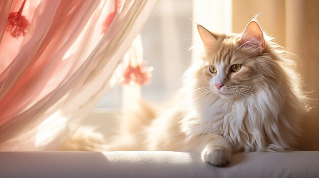 Lindo gatito relajándose en el interior