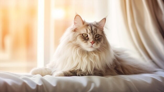 Lindo gatito relajándose en el interior