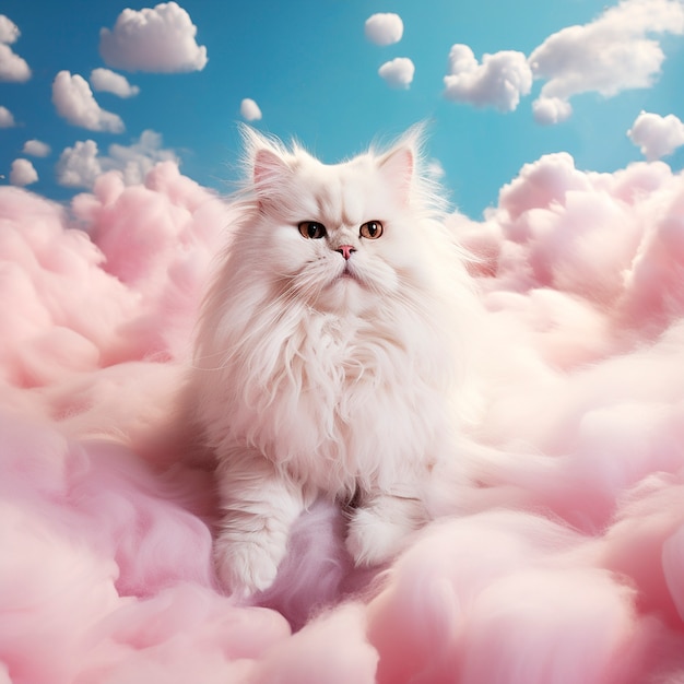 Foto gratuita lindo gatito relajándose en las nubes