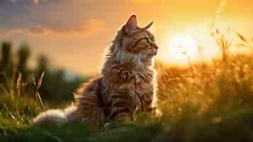 Foto gratuita lindo gato peludo al aire libre