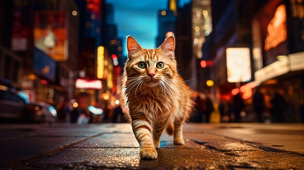 Lindo gato peludo al aire libre