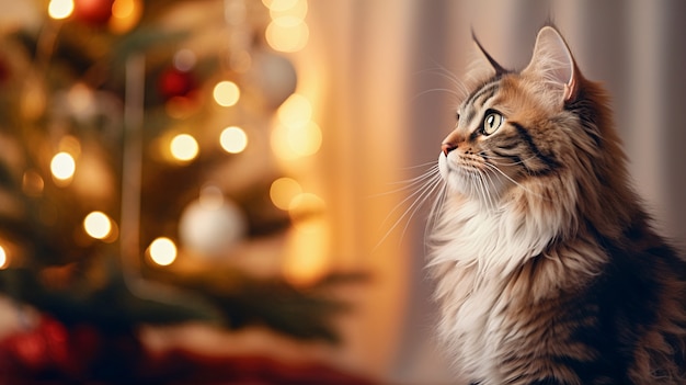 Foto gratuita lindo gato peludo al aire libre