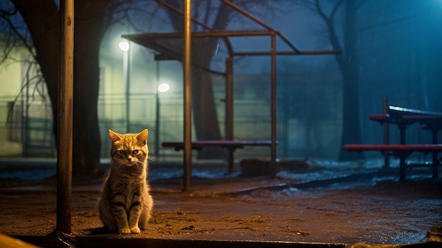 Foto gratuita lindo gato peludo al aire libre