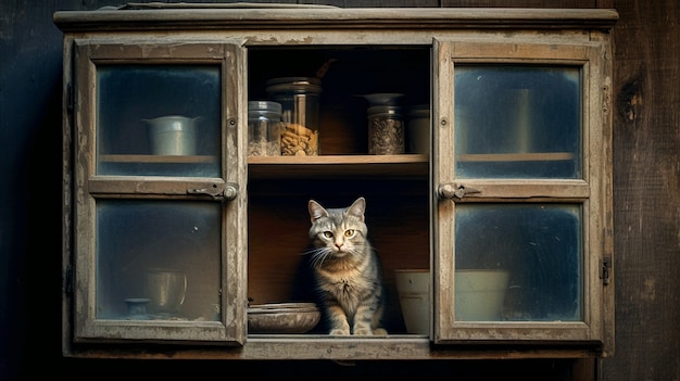 Lindo gato peludo en el interior