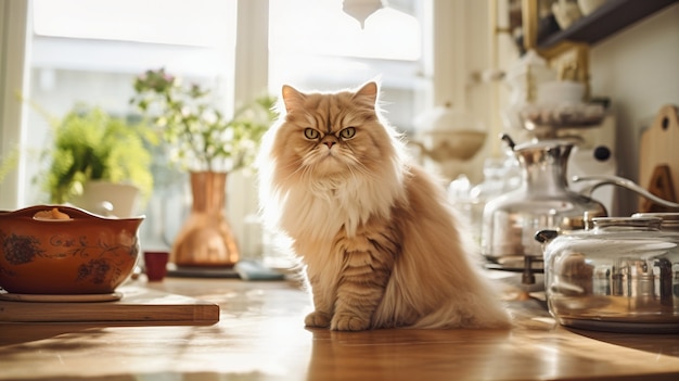 Foto gratuita lindo gato peludo en el interior