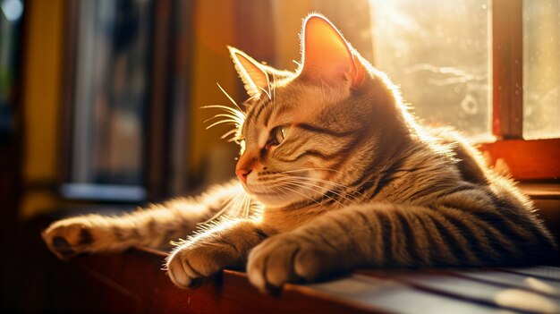 Lindo gato peludo en el interior