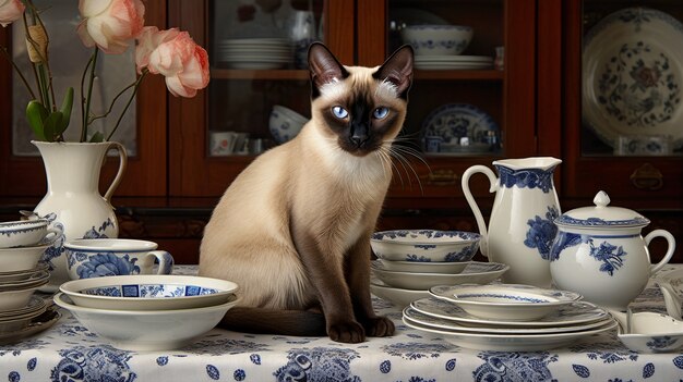 Lindo gato peludo en el interior