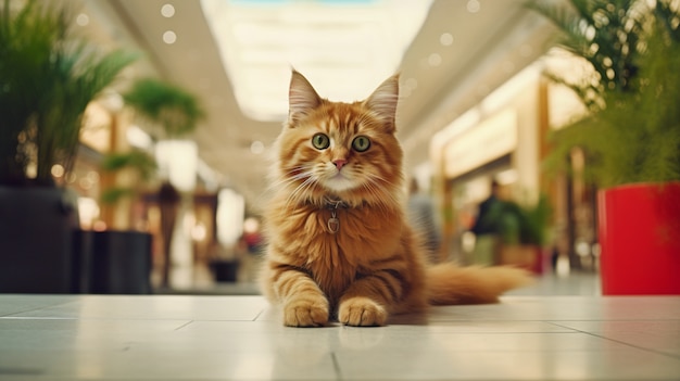 Lindo gato peludo en el interior