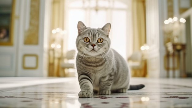 Foto gratuita lindo gato peludo relajante en el interior