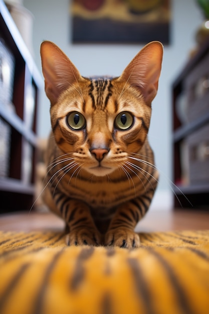 Foto gratuita lindo gato relajante en el interior