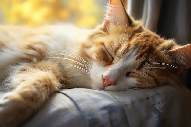 Lindo gato relajante en el interior