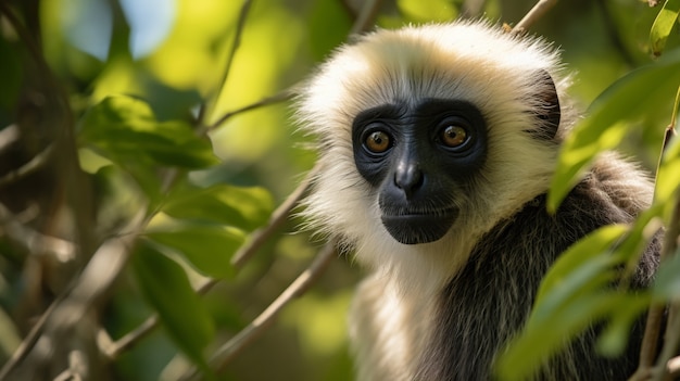 El lindo gibón en la naturaleza