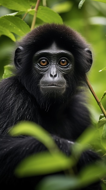 El lindo gibón en la naturaleza