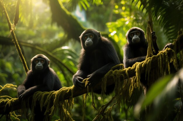 El lindo gibón en la naturaleza