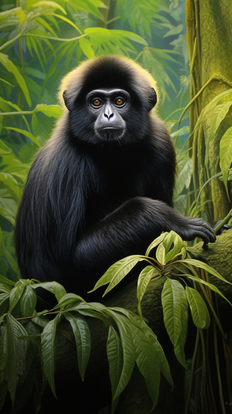 Foto gratuito el lindo gibón en la naturaleza