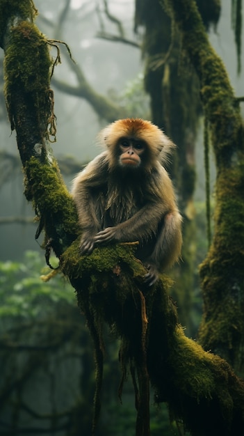 El lindo gibón en la naturaleza