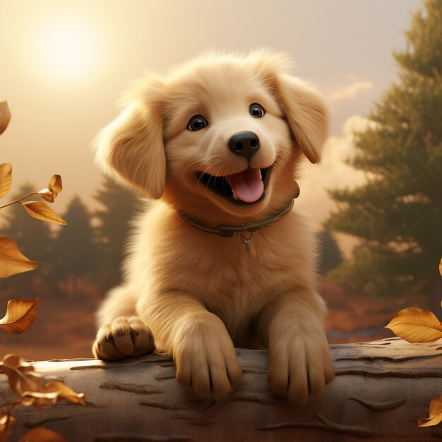 El lindo golden retriever en la naturaleza