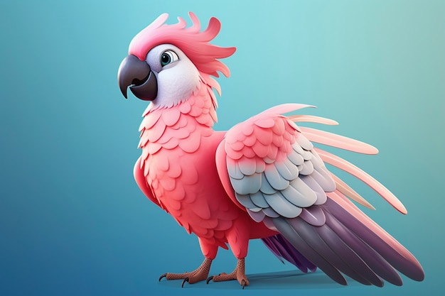 Lindo loro de dibujos animados en el estudio