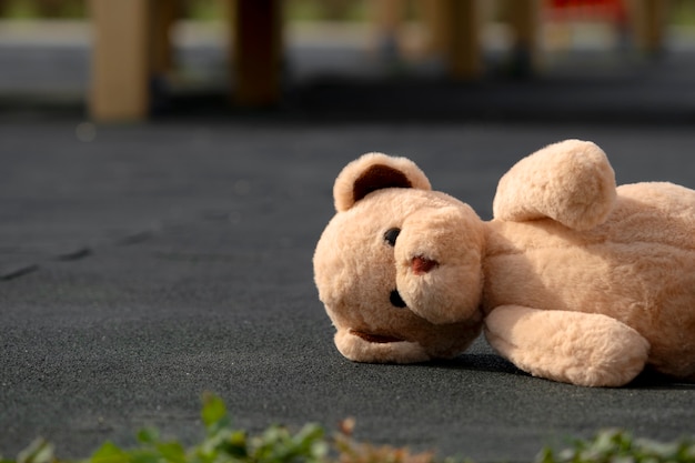 Lindo oso de peluche al aire libre naturaleza muerta